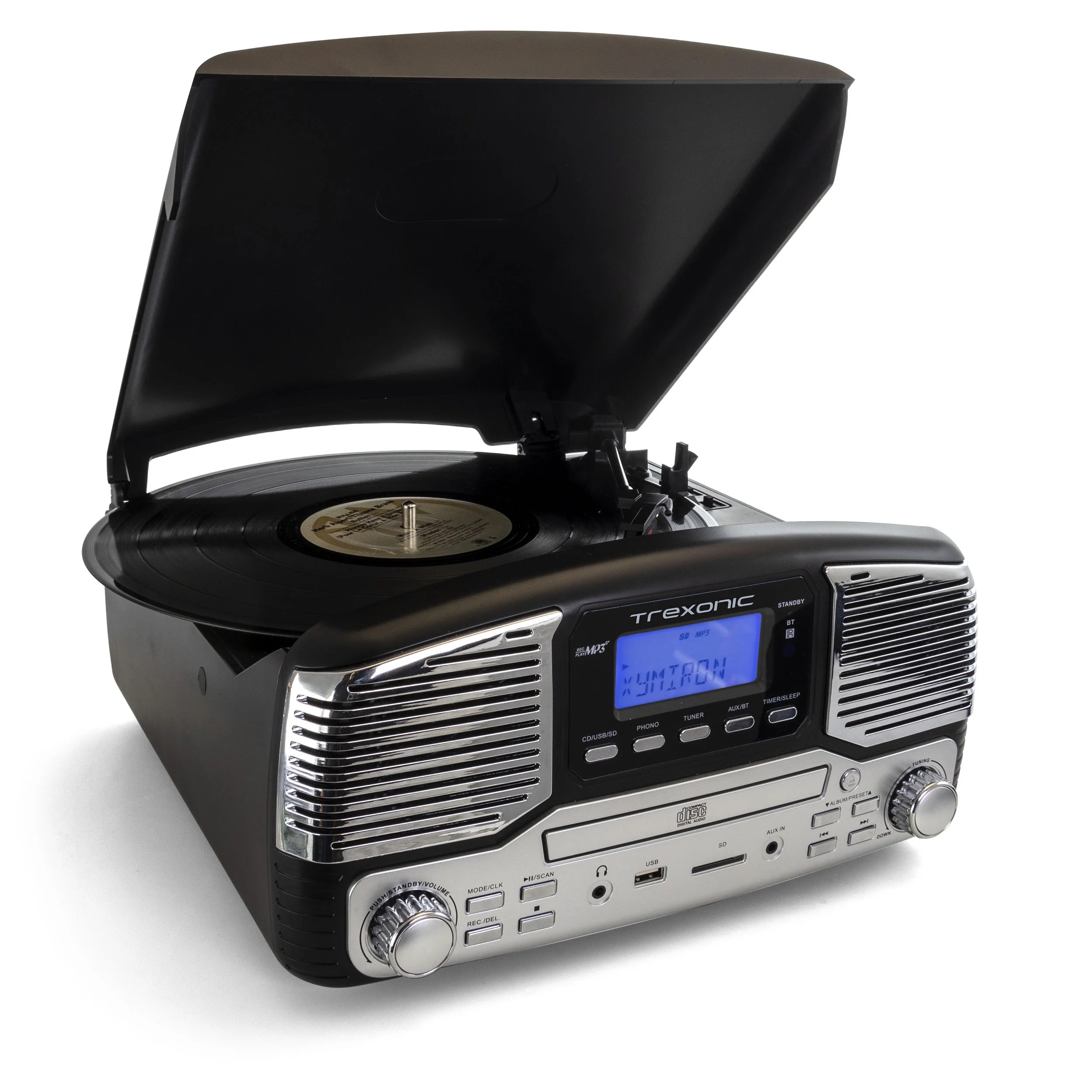 Trexonic Retro Record Player with Bluetooth, CD Players and 3Speed