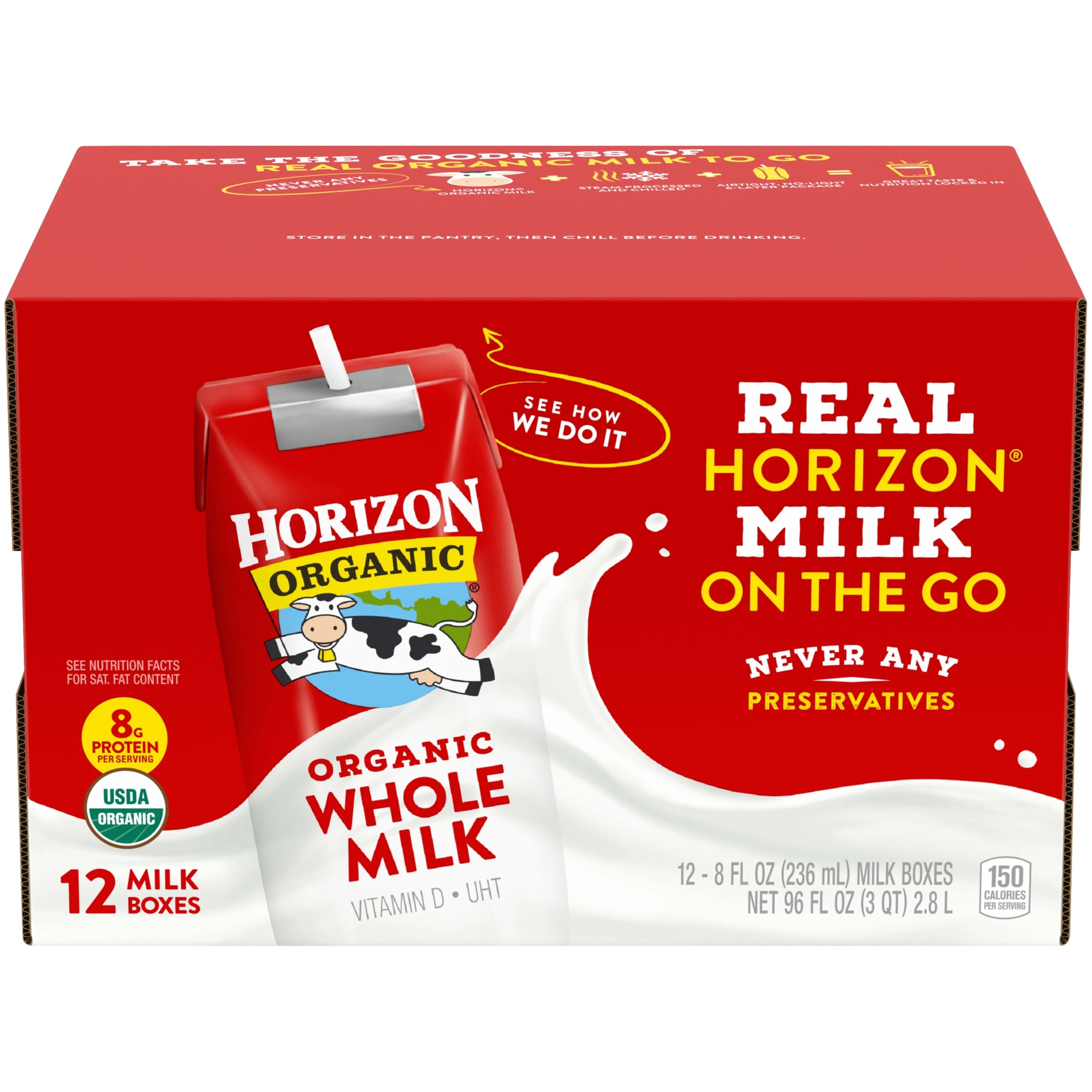 Horizon Organic Whole ShelfStable Milk Boxes, 8 Oz., 12 Count