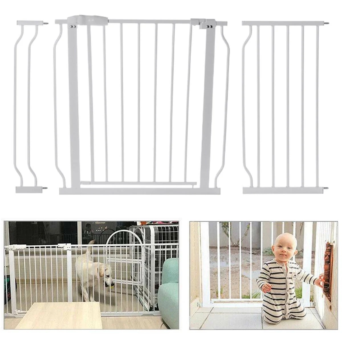 Extra Wide Baby Gate, 2846.9 inch Secure Stair Gate Durable Metal Pet Dog Gate Top of Stairs