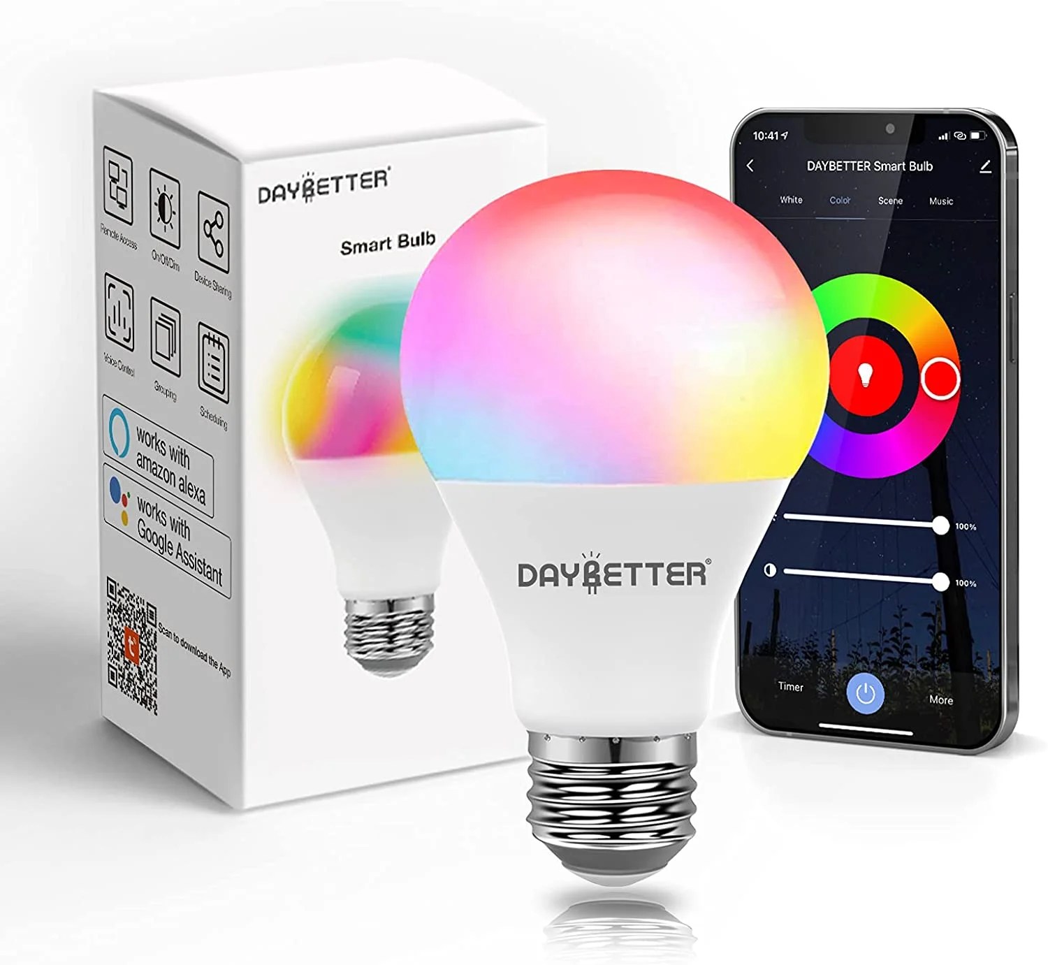 DAYBETTER Smart Light Bulb, WiFi Color Changing Led Bulbs Compatible