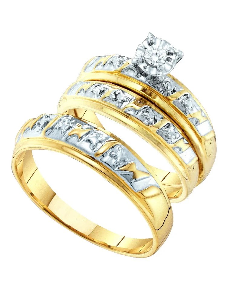 Mia's Collection 14k Yellow Gold His Hers Men Womens Diamond Matching