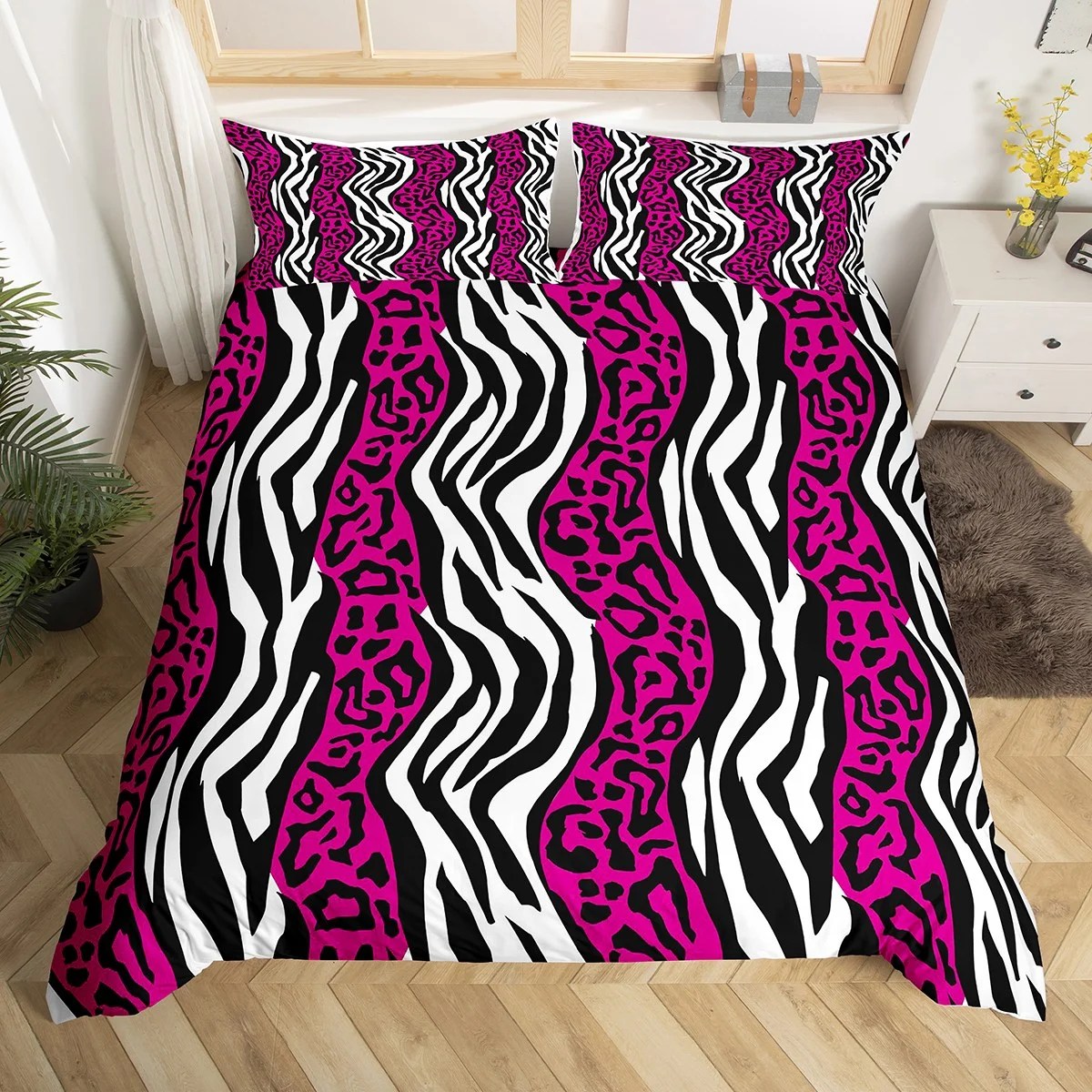 Purple Cheetah Print King Bedding Sets For Girls,Leopard Comforter