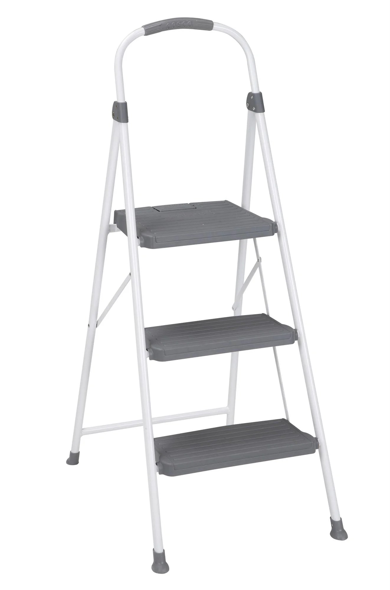 Cosco 3Step Premium Folding Stool, White & Gray