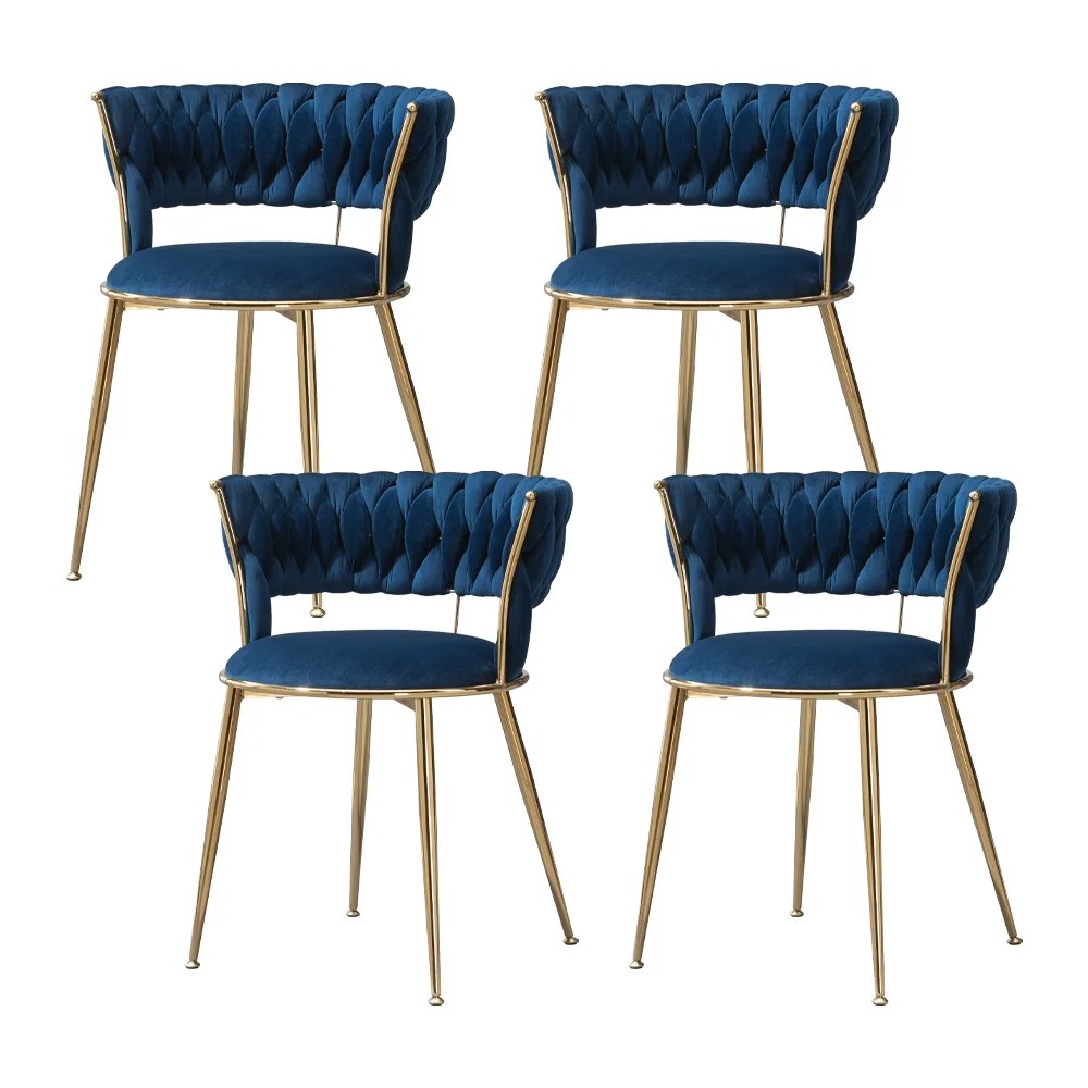 WEPSEN Chairs Set of 4, Velvet Dining Chairs, Small Chairs with Golden Metal Legs, Modern Simple