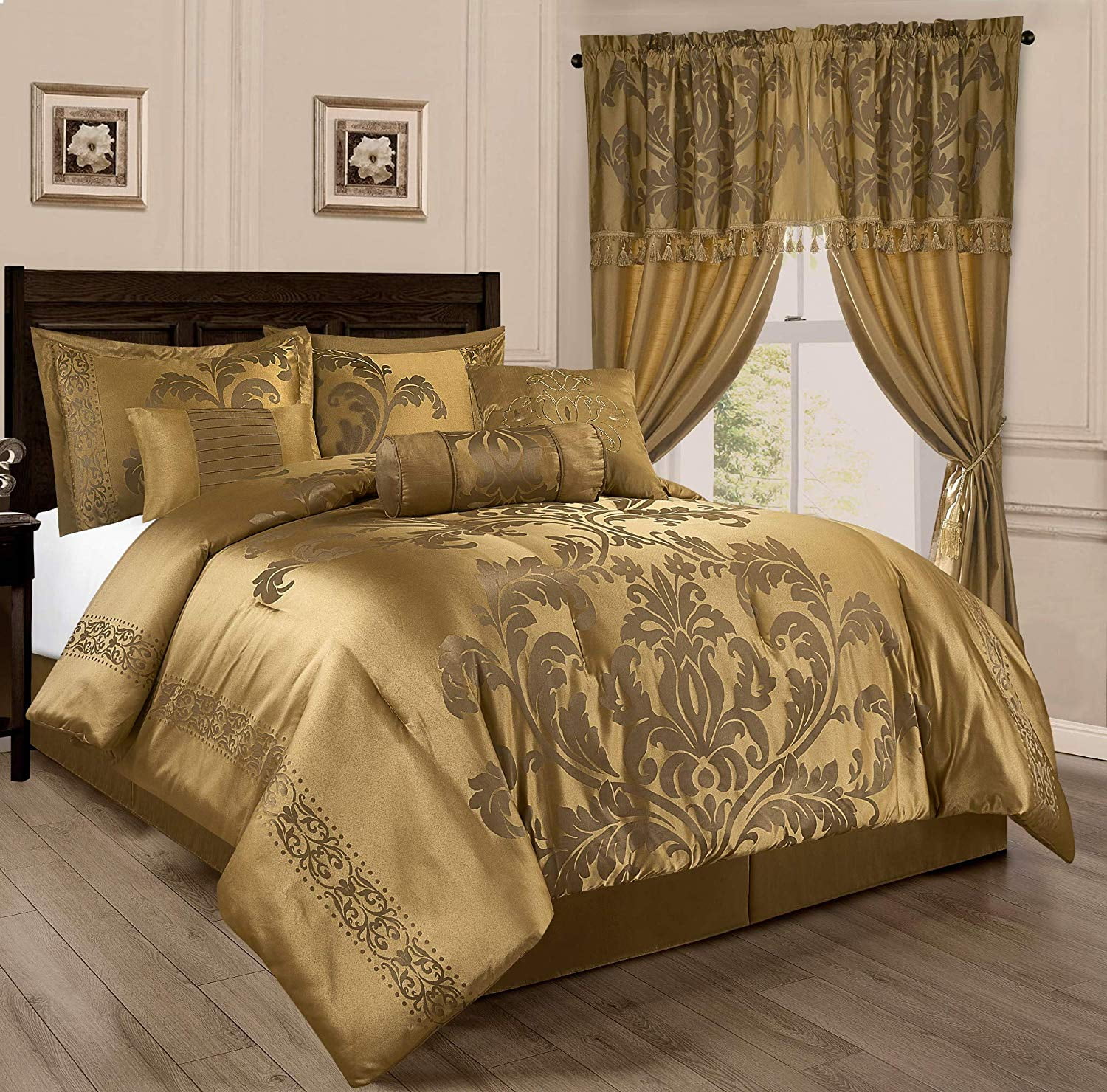 Chezmoi Collection Royale 7Piece Jacquard Floral Comforter Set