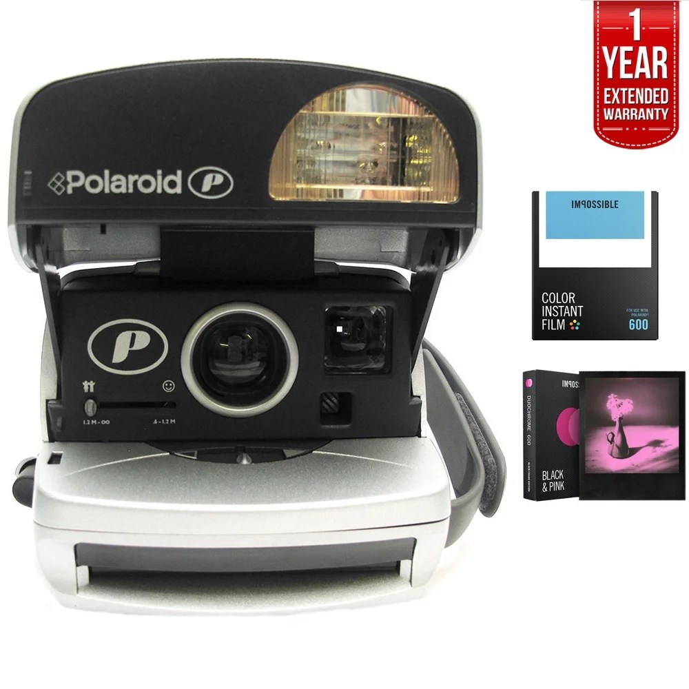 Impossible Polaroid 600 Round Camera Silver (4654) with Instant Lab
