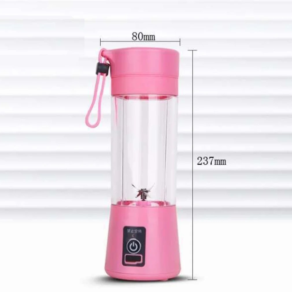 Mini Portable Blender USB Rechargeable Fruit Mixer Juicer 380mL Bottle