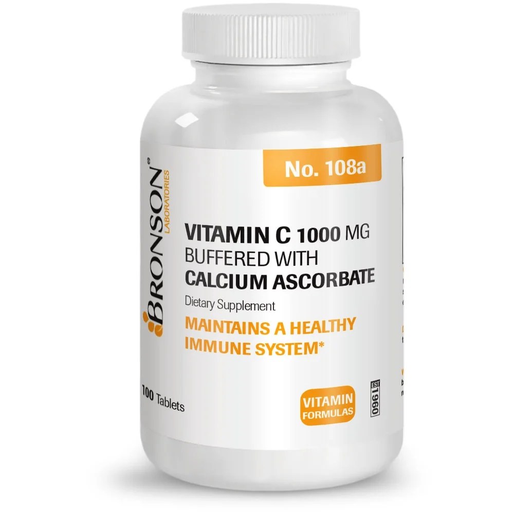 Bronson Vitamin C 1,000 mg Buffered with Calcium Ascorbate, 100 Tablets