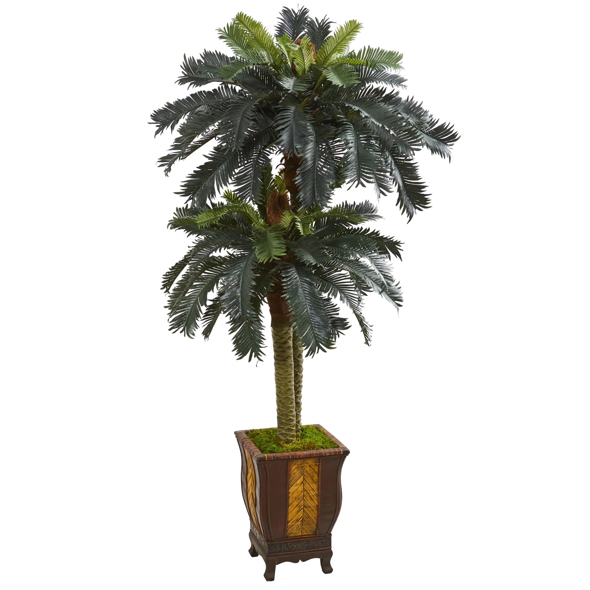 Nearly Natural 6ft. Double Sago Palm Artificial Tree in Designer