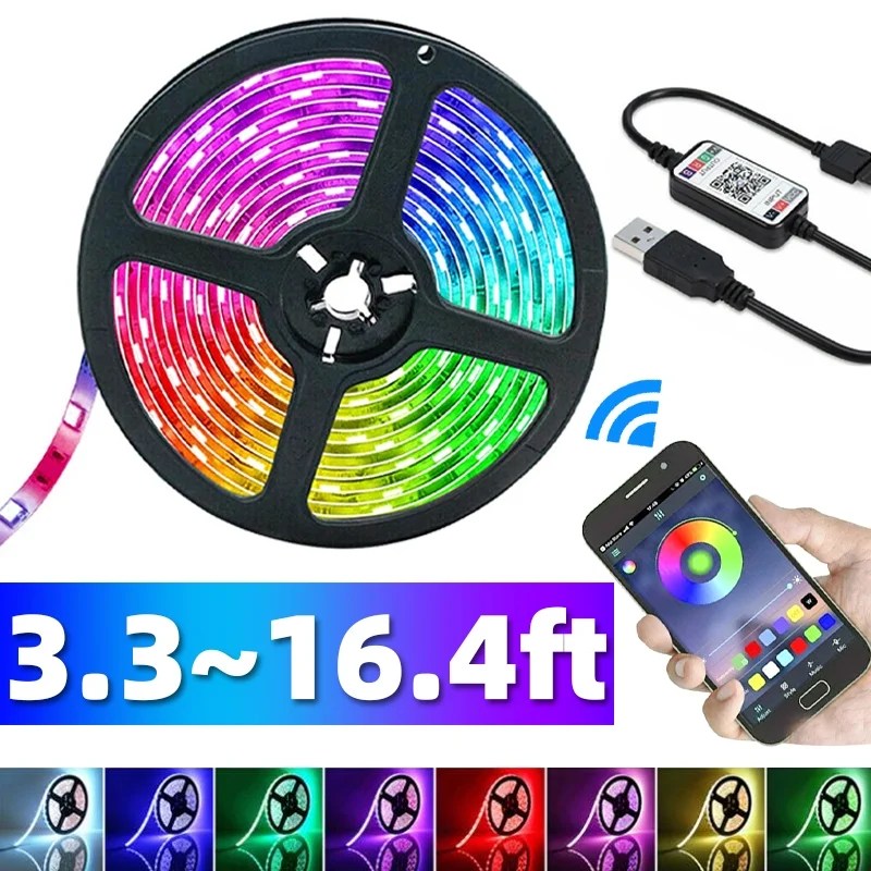 USB Flexible LED Strip Lights, 3528 SMD RGB String Tape Rope Lights USB Flexible LED Strip Lights, 3528 SMD RGB String Tape Rope Lights