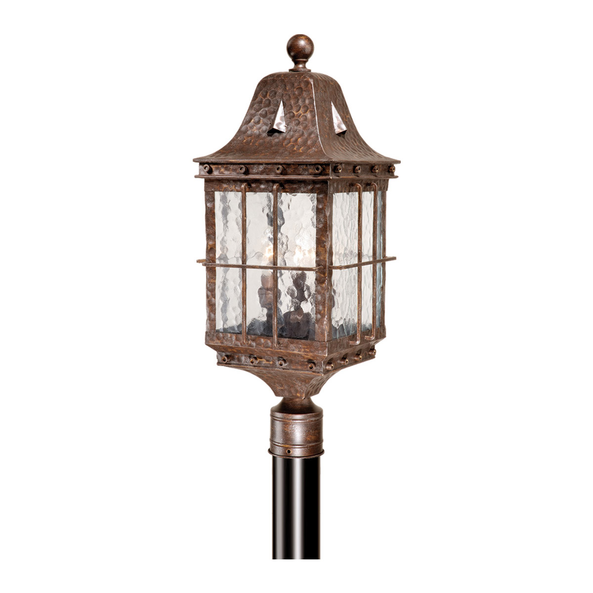 Outdoor Post 3 Light Fixtures With Colonial Iron Finish Steel Material