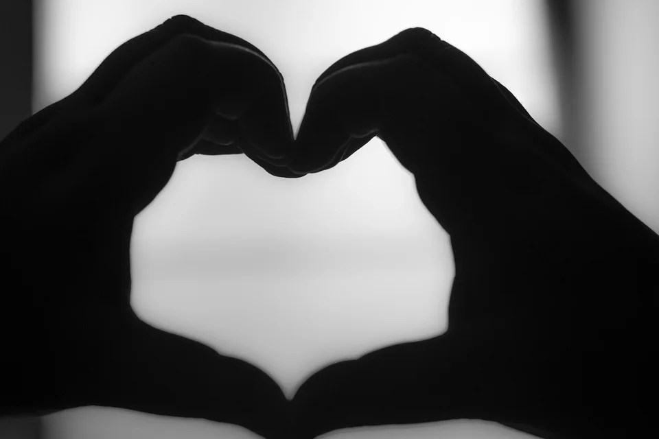 Framed Art for Your Wall White Black and White Hands Black Heart Hand