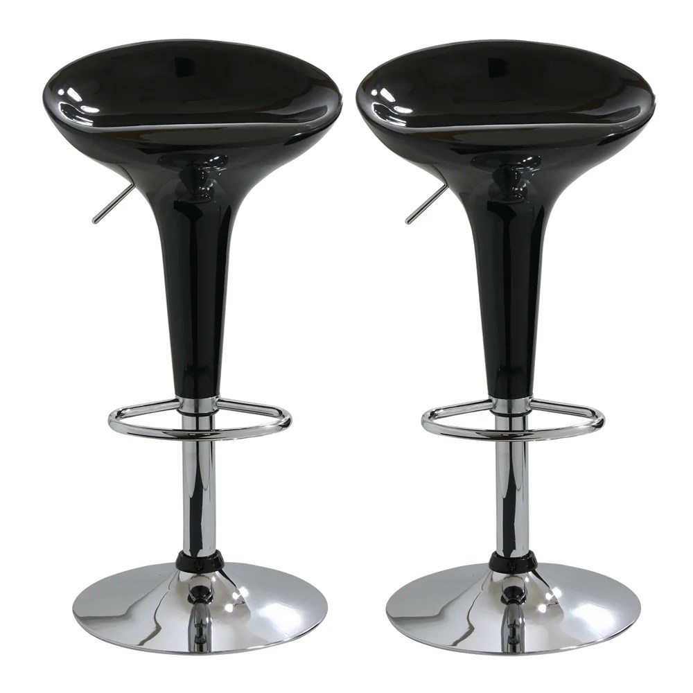 Offex Adjustable Height Swivel Bar Stool with Chrome Base Black Set