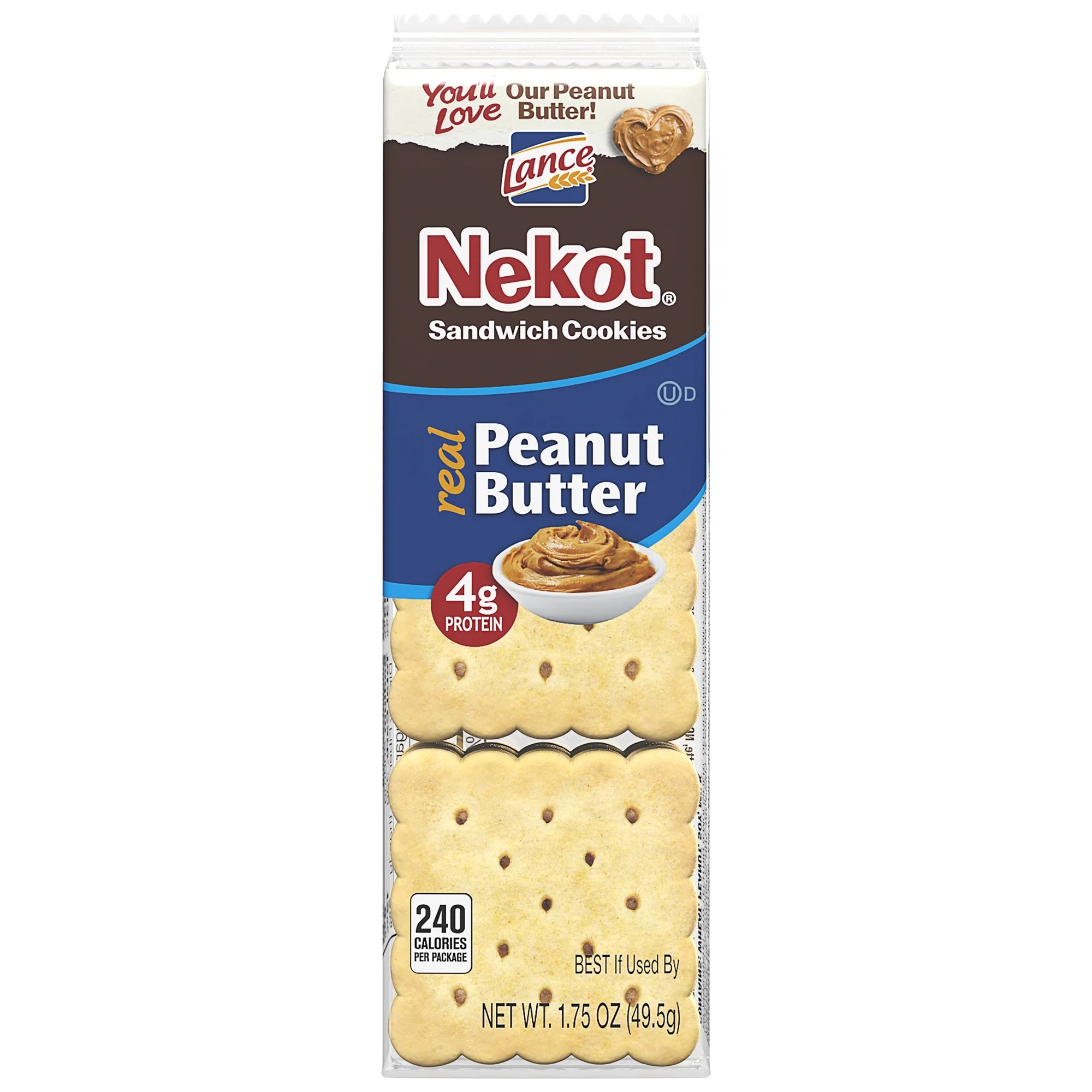 Lance Sandwich Cookies Nekot Peanut Butter, Single Pack