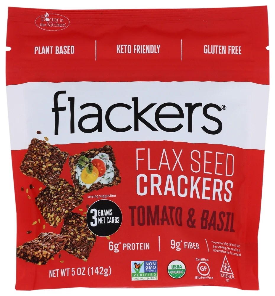 Doctor In The Kitchen Organic Flax Seed Crackers Tomato And Basil, 5 Oz
