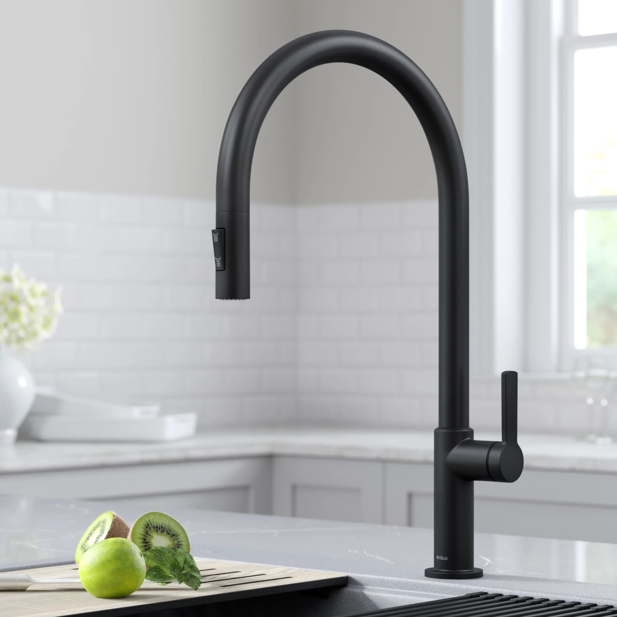 Kraus Oletto HighArc Single Handle PullDown Kitchen Faucet in Matte