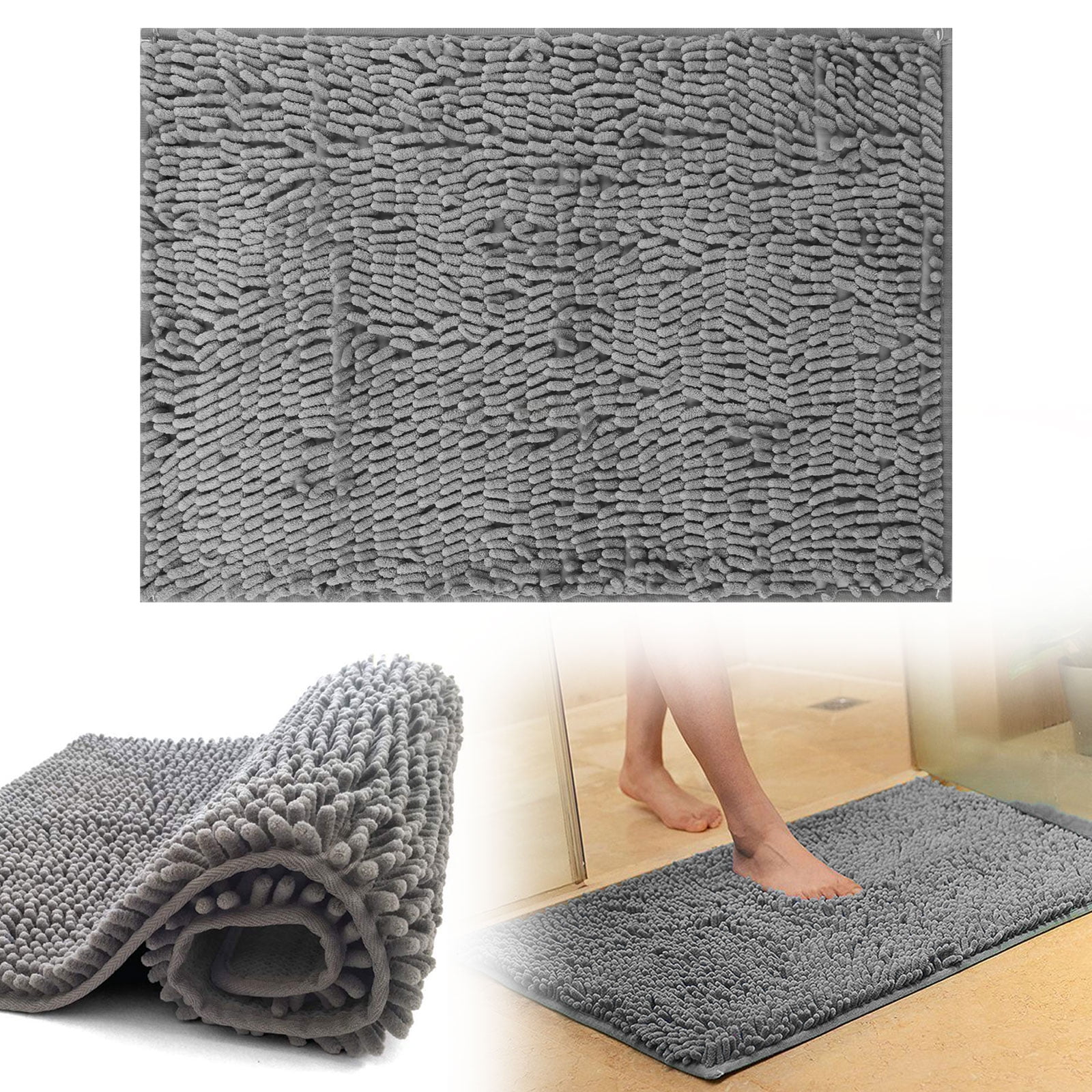 Bathroom Rug Mat, 60x40cm, Extra Soft and Absorbent Shaggy Rugs