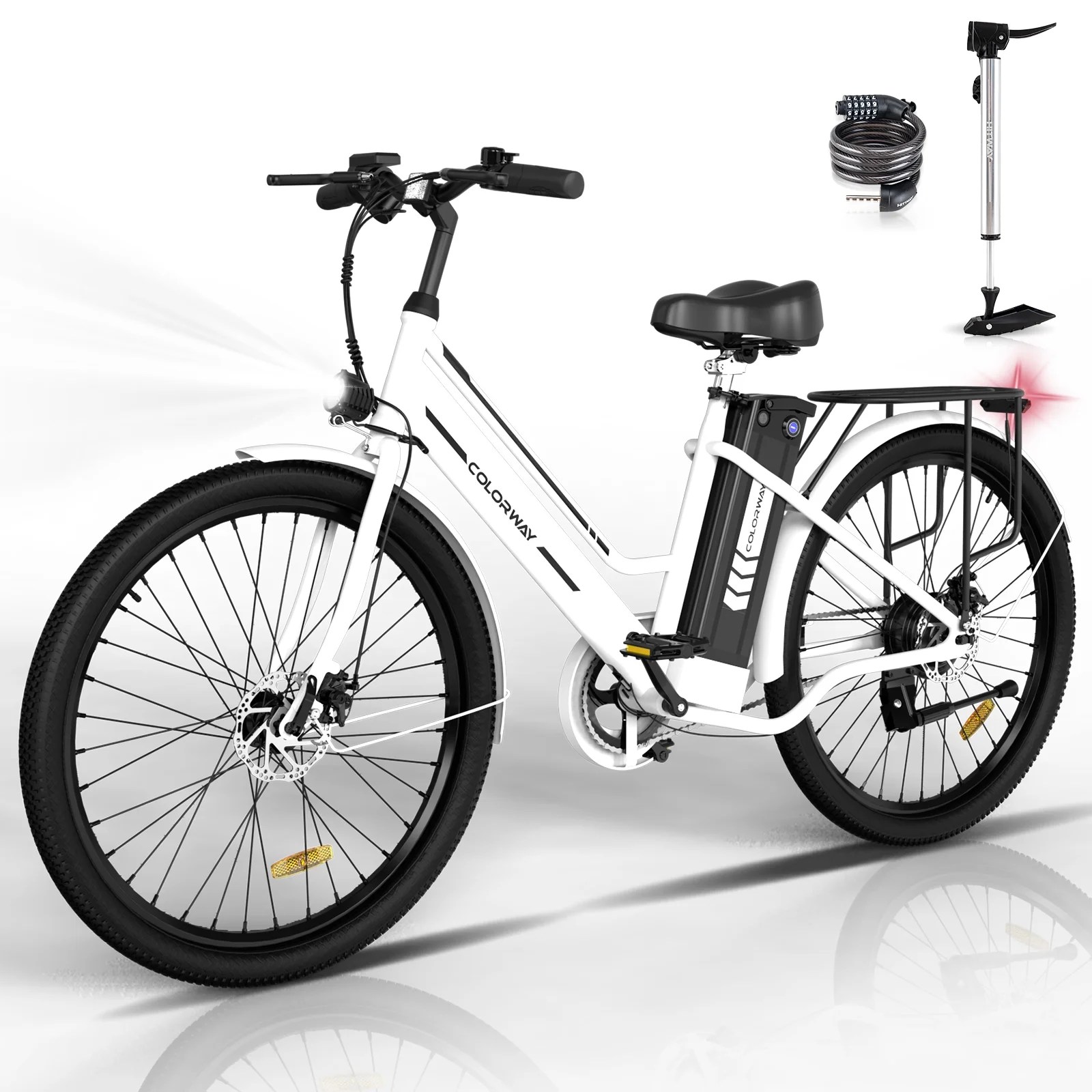 COLORWAY 26" Electric Bike for Woman, 36V 8.4AH Removable Battery E Bike, 500W Powerful Motor