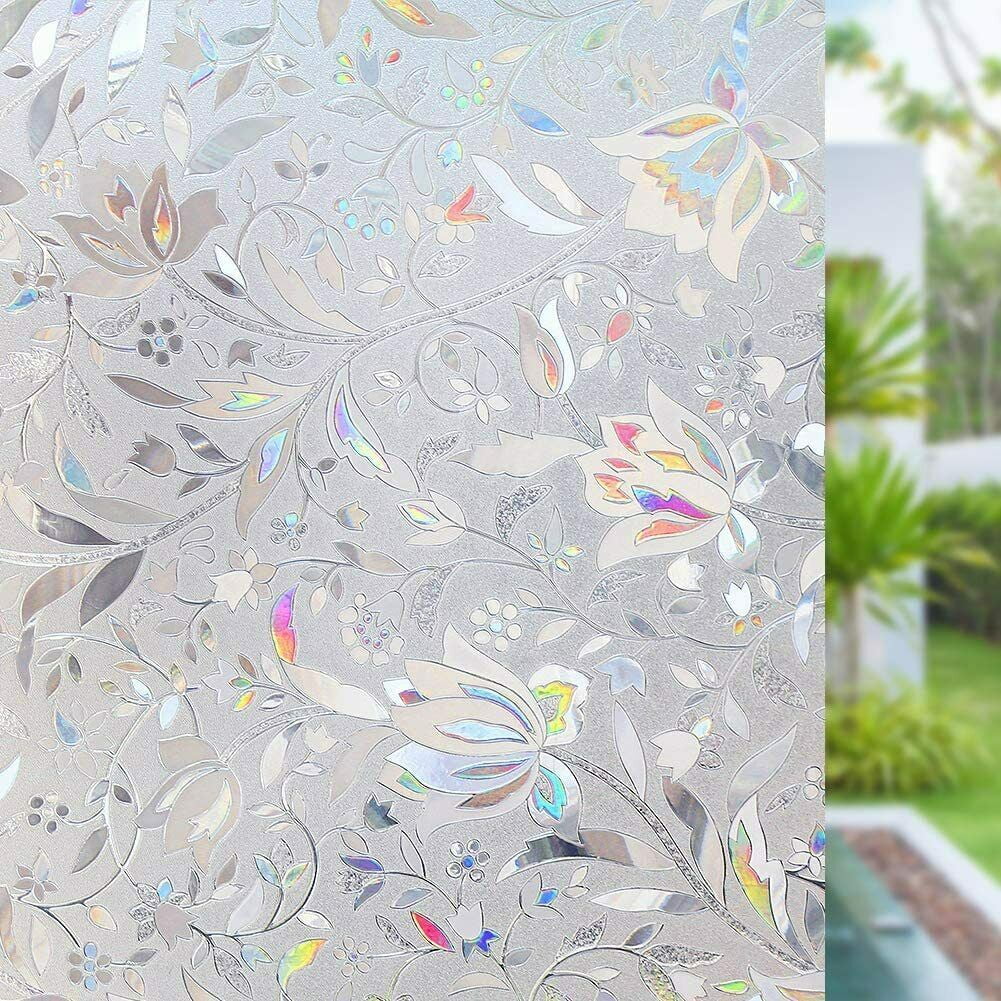Rabbitgoo Decorative No Glue Privacy Frosted Window Film