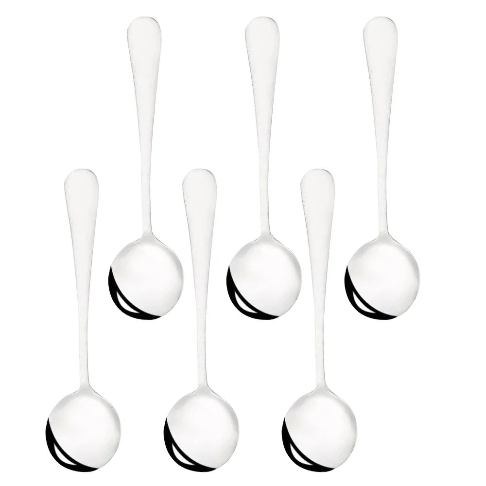 Soup Spoons,Round Spoons,Stainless Steel Big Spoons (Set of 6