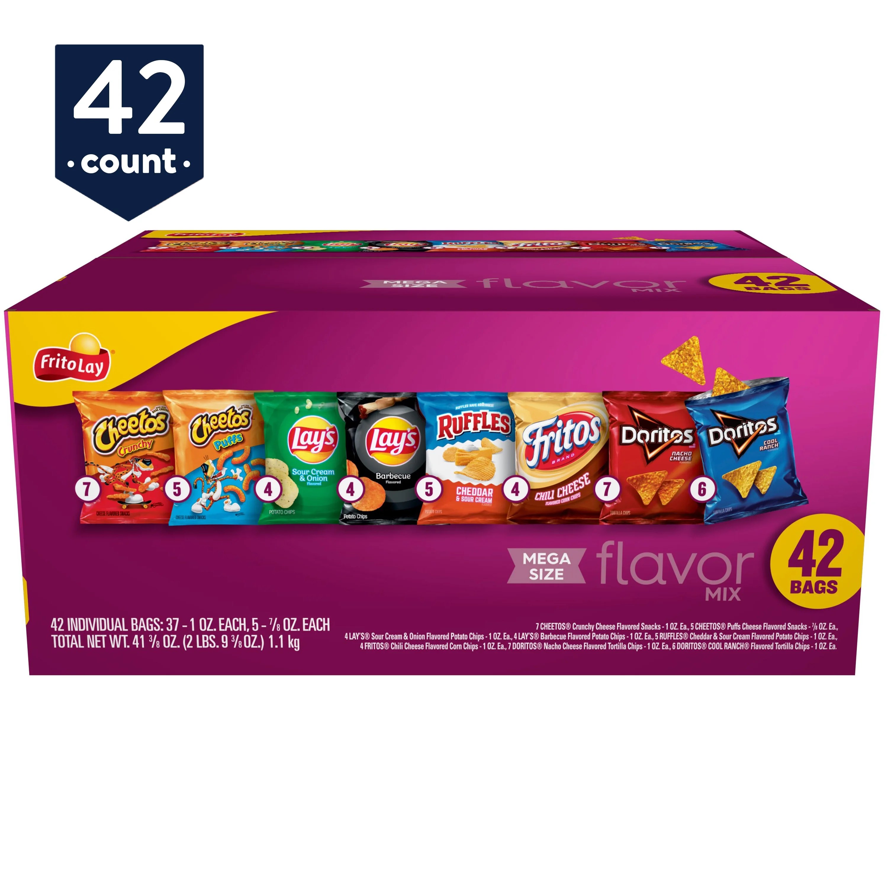 FritoLay Assorted Flavor Mix Variety Snack Pack, GlutenFree, 42 Count