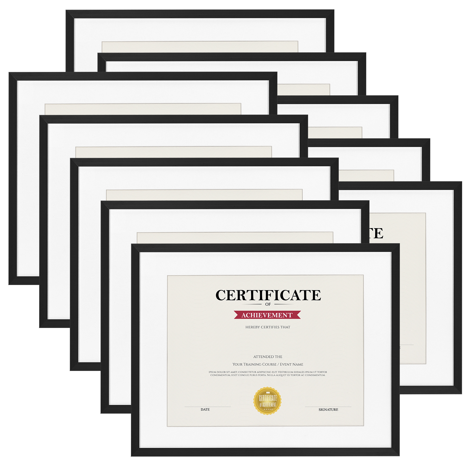 10 Pack Black 11x14 Document Frame without Mat, 11x14 Certificate Frame