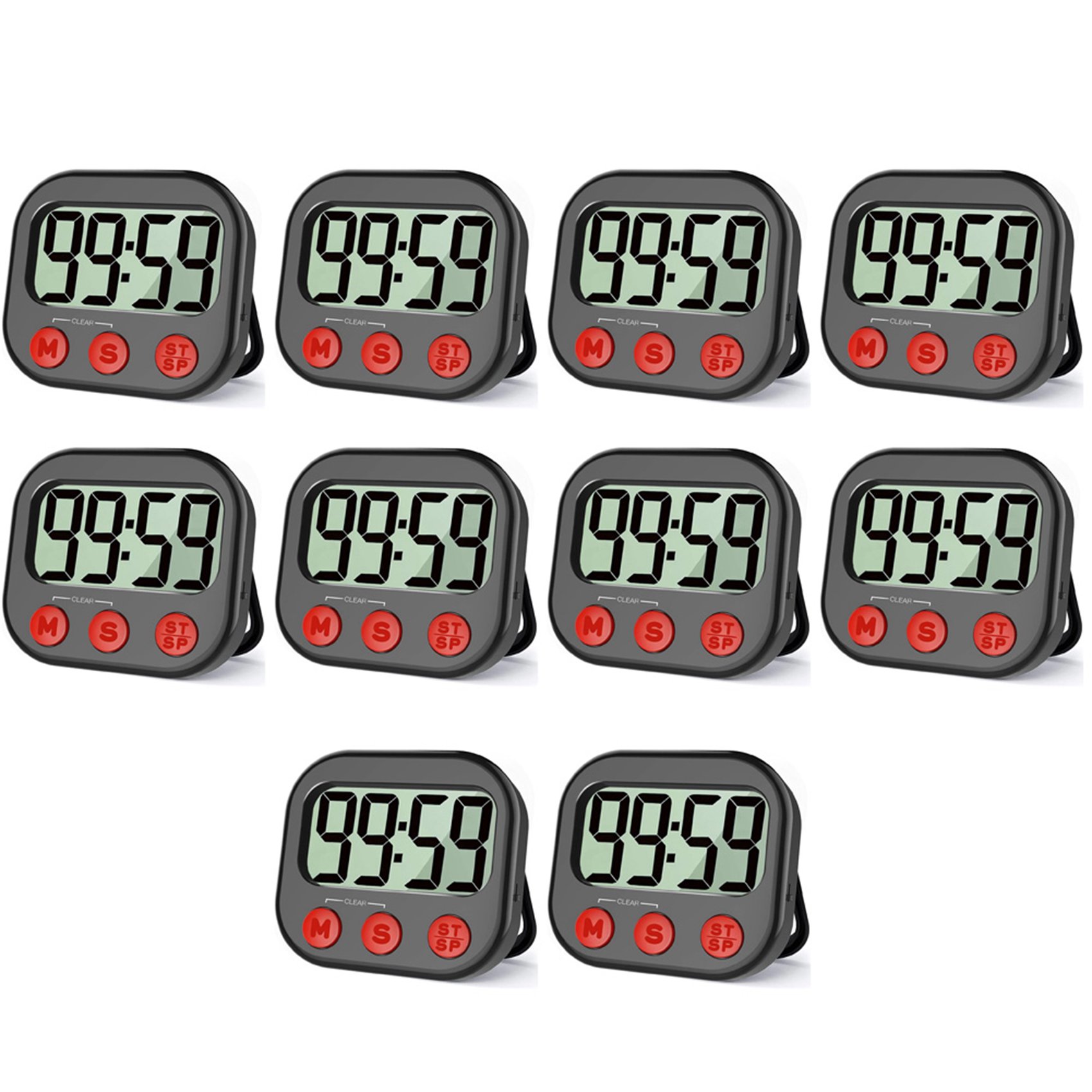 10X Kitchen Timer, Digital Visual Timer Clock Stopwatch