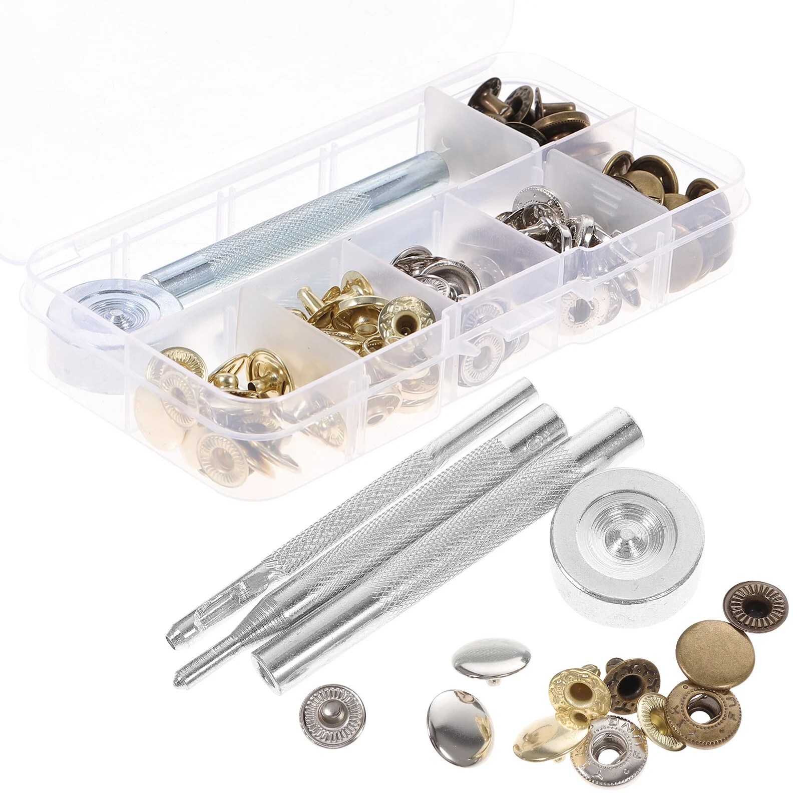 30 Sets Snap Fasteners Kit Button Snaps Fasteners with Punch and