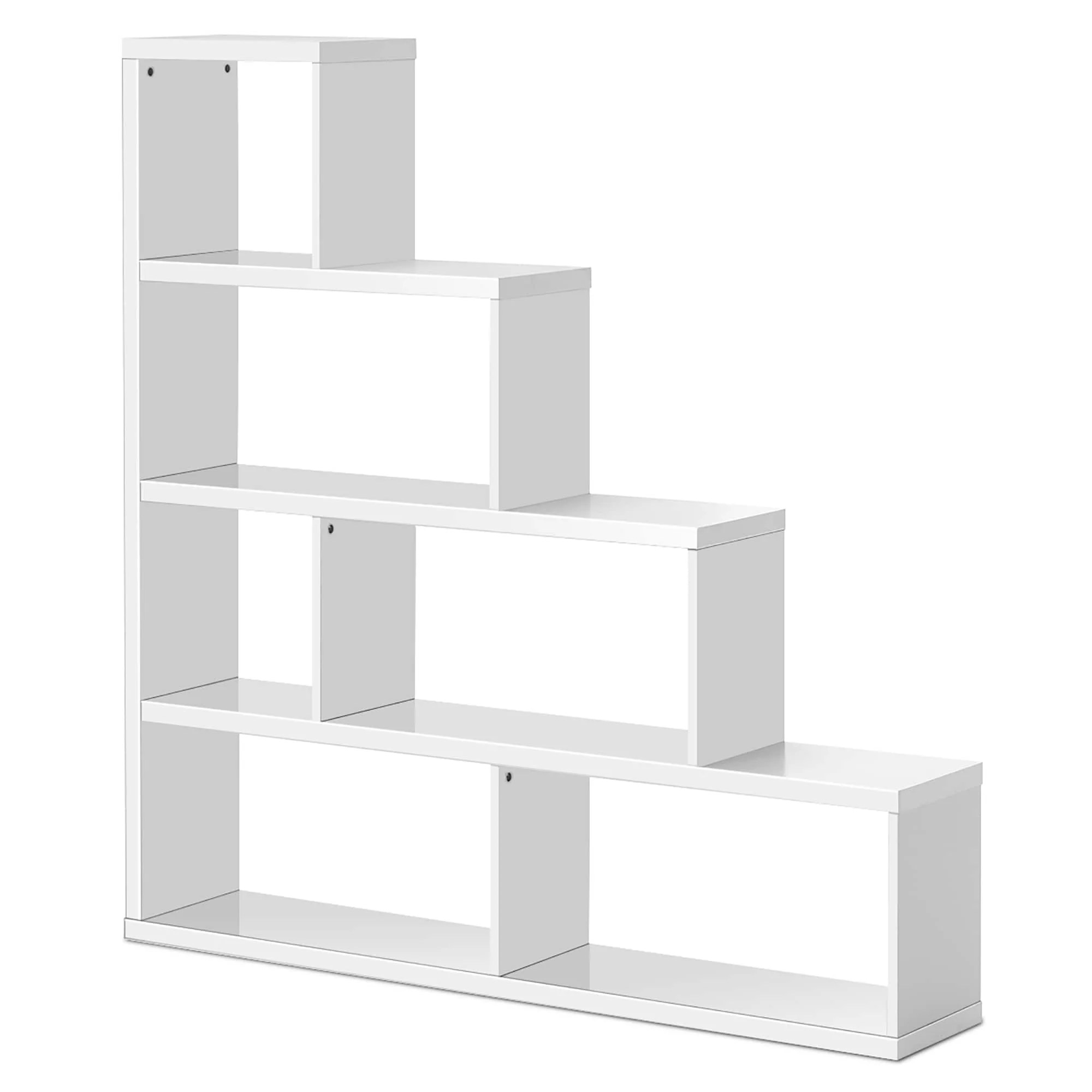 4Shelf Ladder Corner Bookshelf Modern Storage Bookcase White
