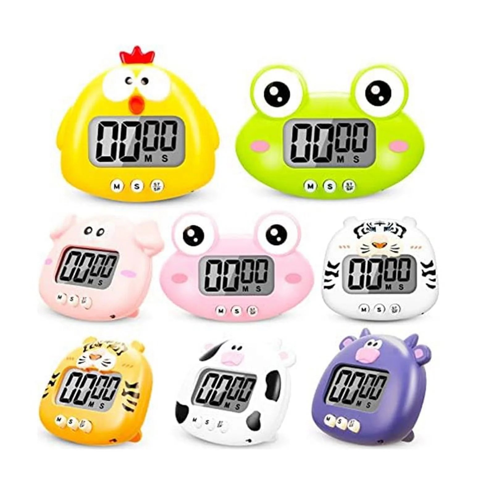 8 Pieces Animal Timer Cartoon Digital Kitchen Timer Countdown Timer