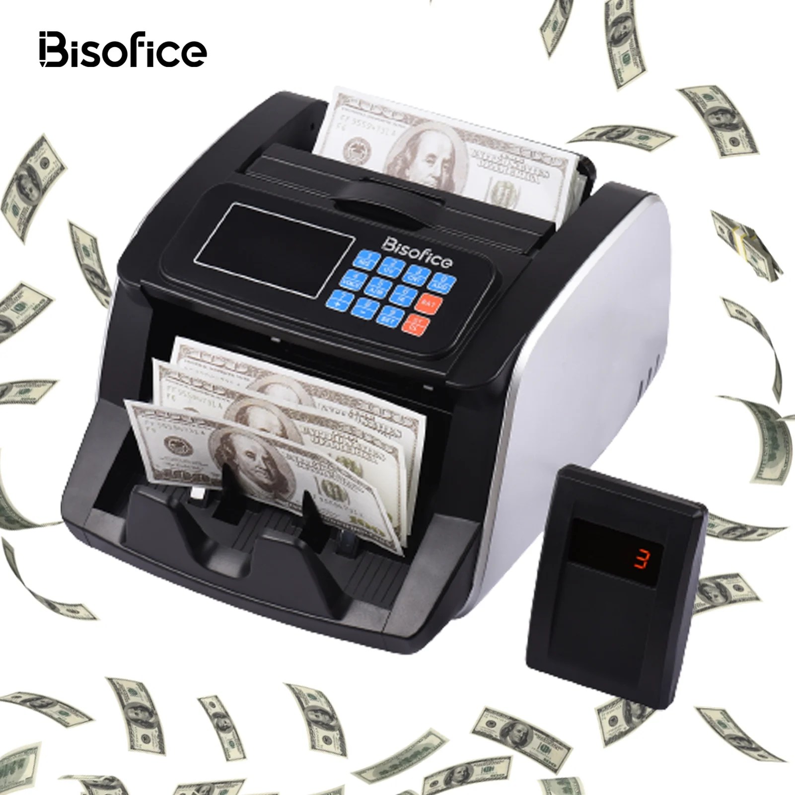 Bisofice Money Counter Machine Counterfeit Bill Detector Automatic