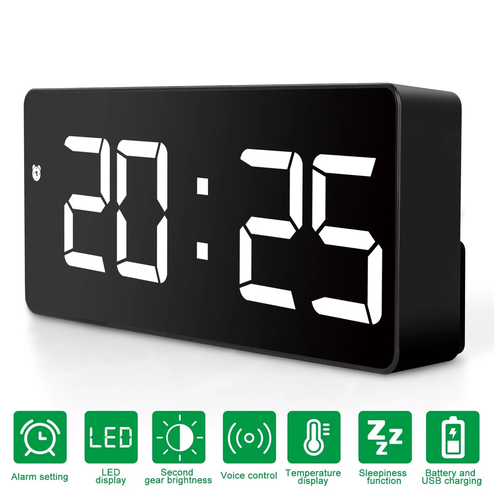 Digital Alarm Clock, HFDR Large LED Display Big Number Alarm Clock for