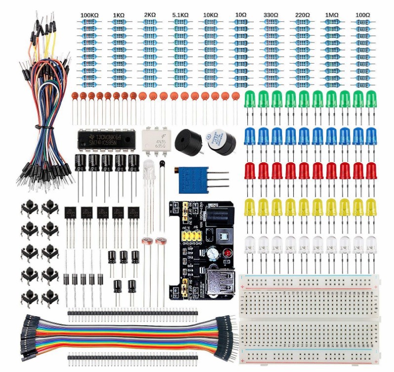 Electronics Component Fun Kit with Power Supply Module, Jumper Wire
