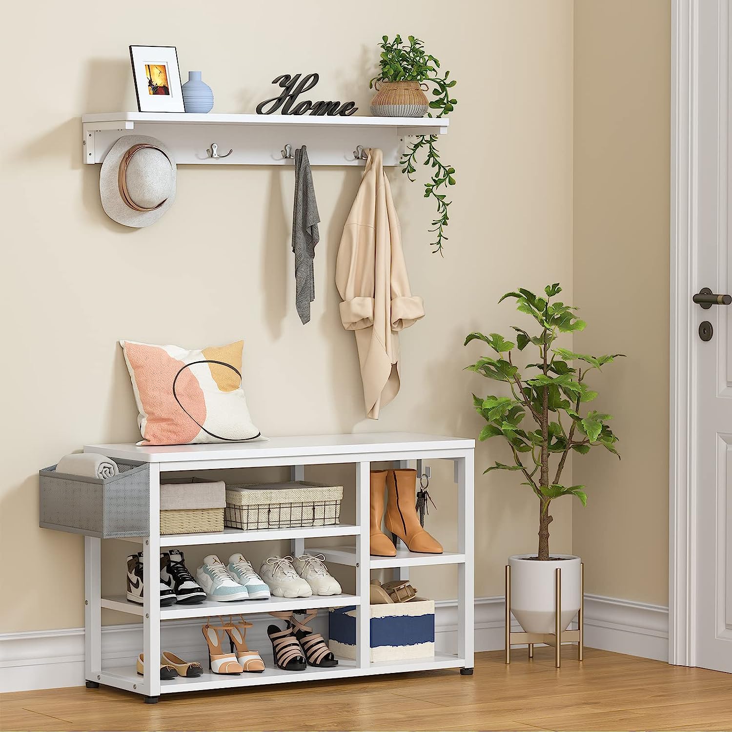 Entryway Hall Tree Shoe Bench with Storage, for Entryway, Hallway