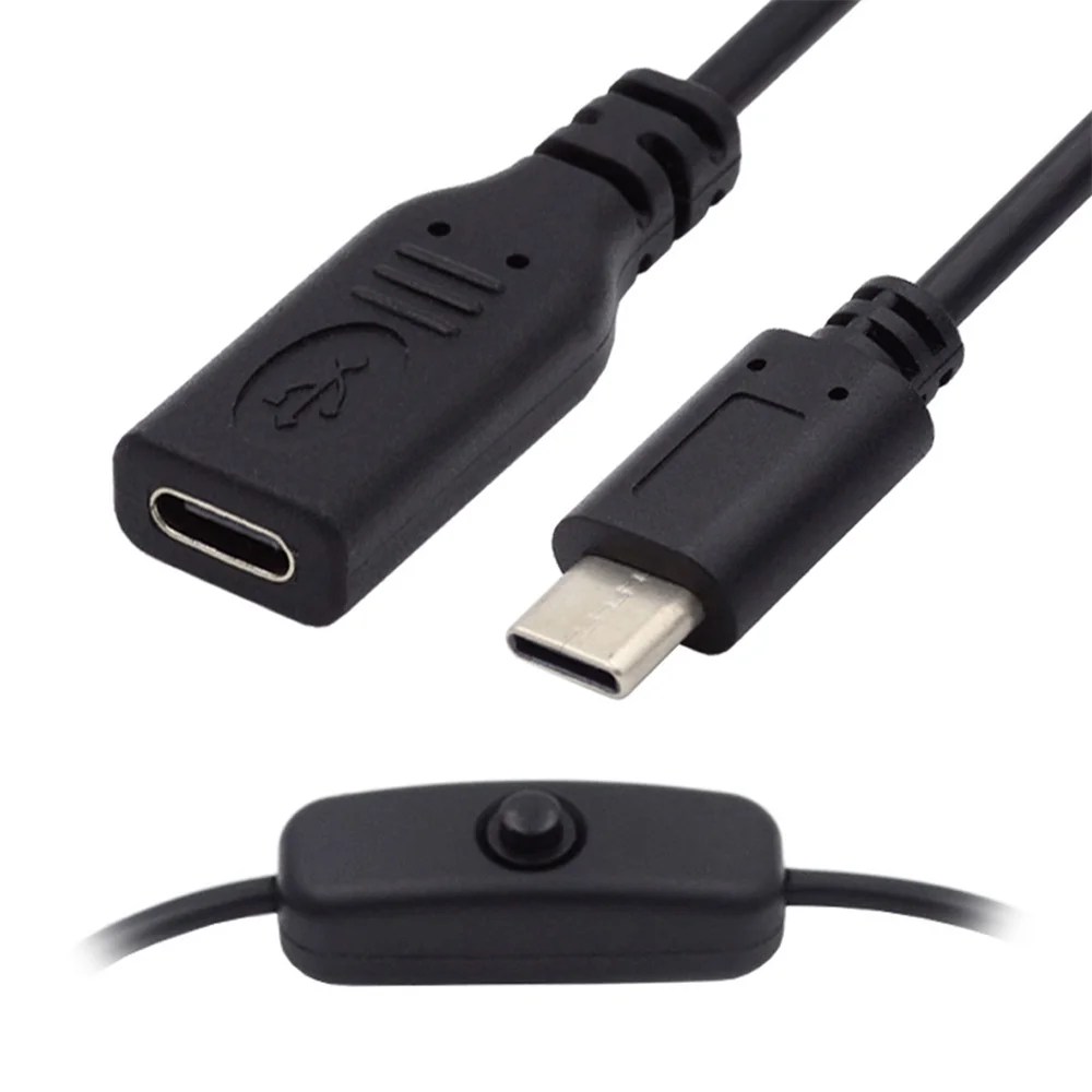 FVH USB-C Cable with On Off Power Switch Button USB Type C Male to