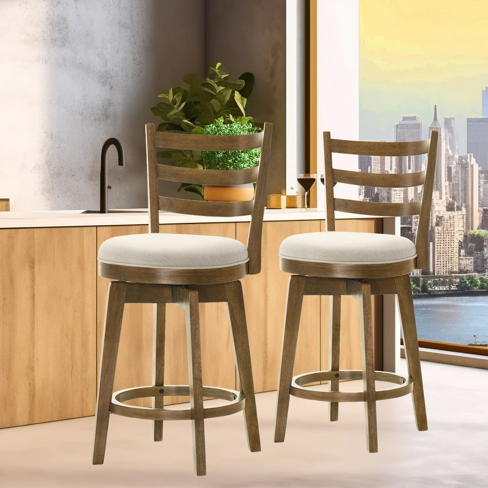 Glavbiku Ladder Back Counter Height Chair,Swivel Stools with