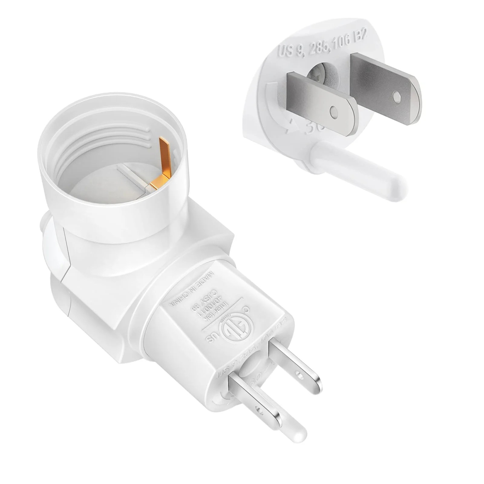 HAPYTHDA Plug in Light Socket, Outlet to Light Bulb,3-Prong Outlet