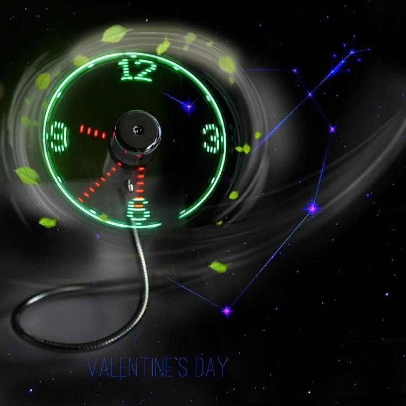 LED clock Mini USB Powered Cooling Flashing Real Time Display Function