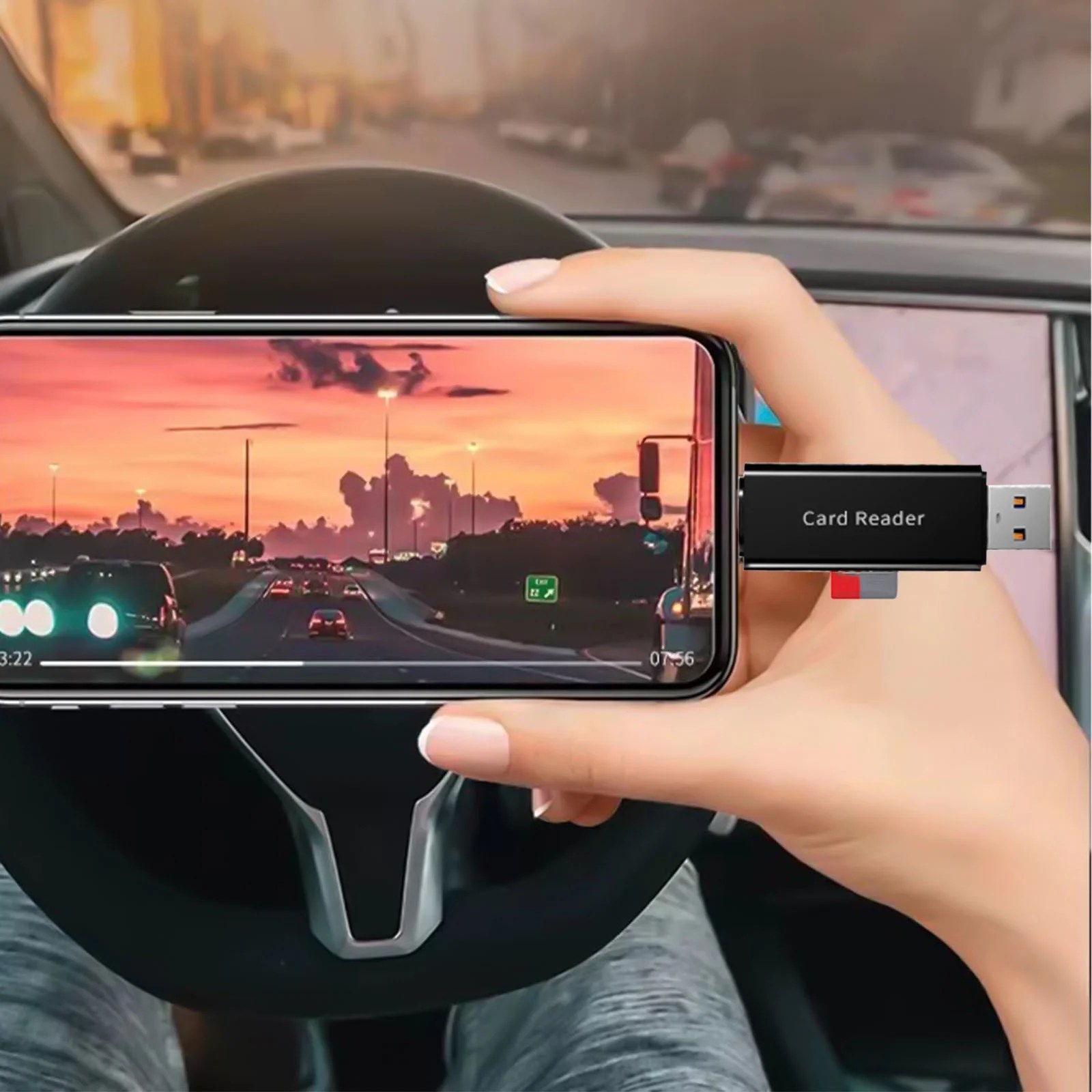 Menrkoo Card Reader USB-C,3-In-1 Memory Card Reader With Tri-Connectors