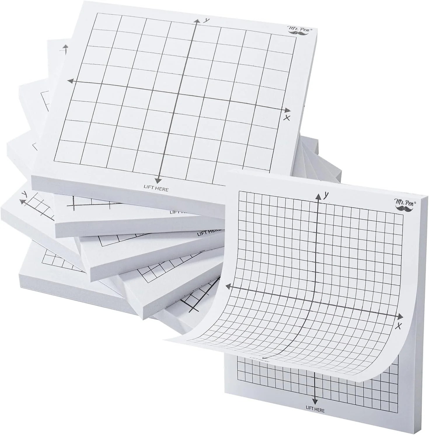 Mr. Pen Graph Paper Sticky Notes, 6 Pads, 3x3 Inch, Graph Sticky Notes