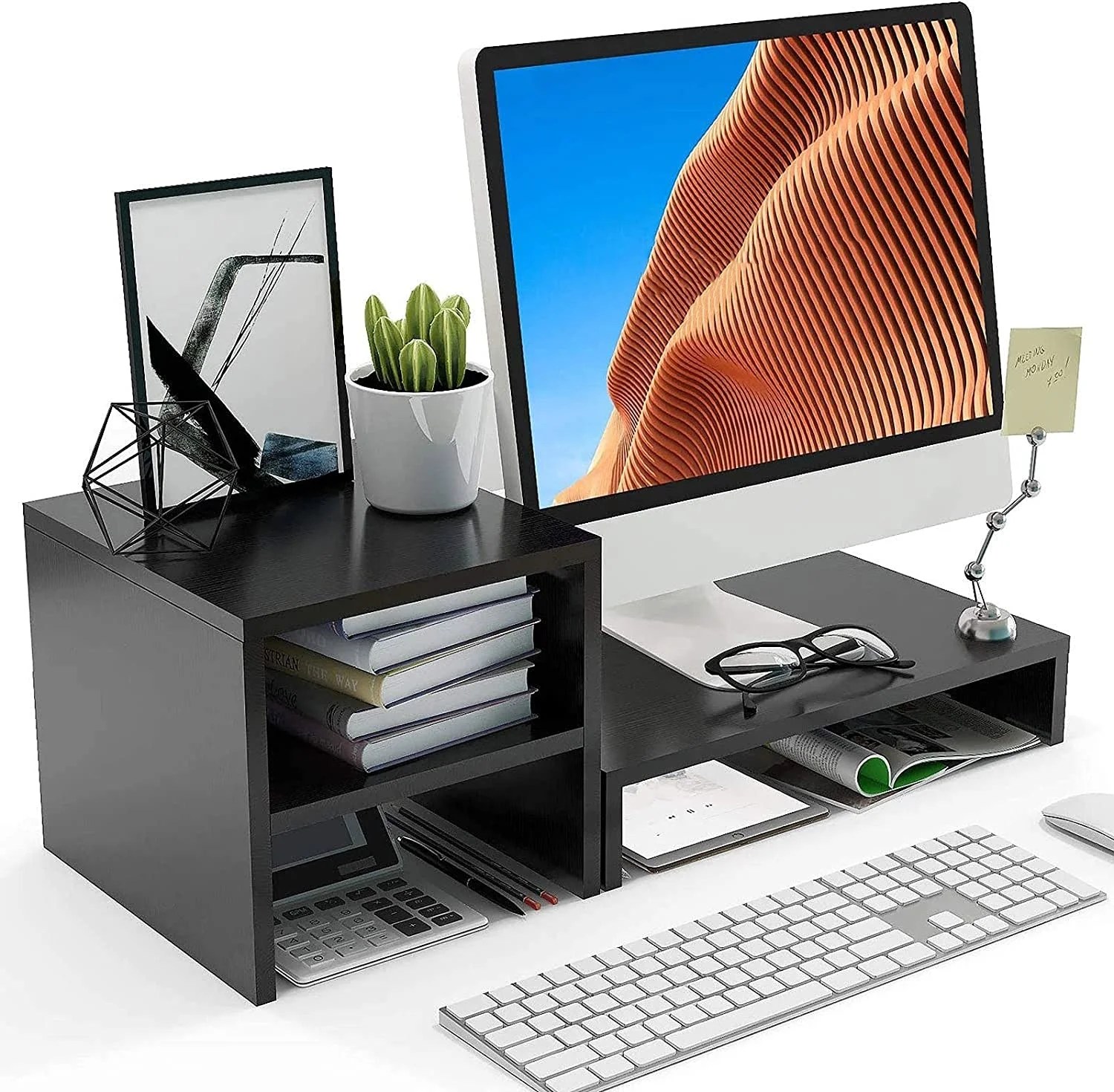Pipishell Monitor Stand Riser with 2 Tier Shelf, Desktop Organizer Computer Monitor Stand for