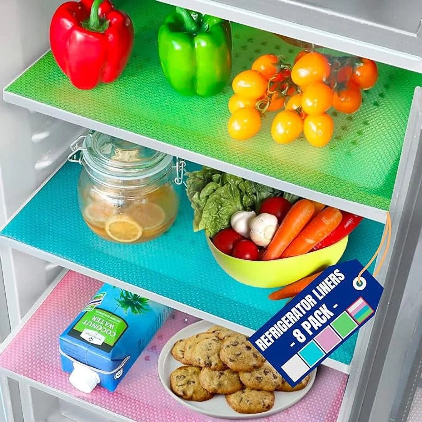 Refrigerator Liners (8 Pack) by Linda's Essentials Easy to Clean