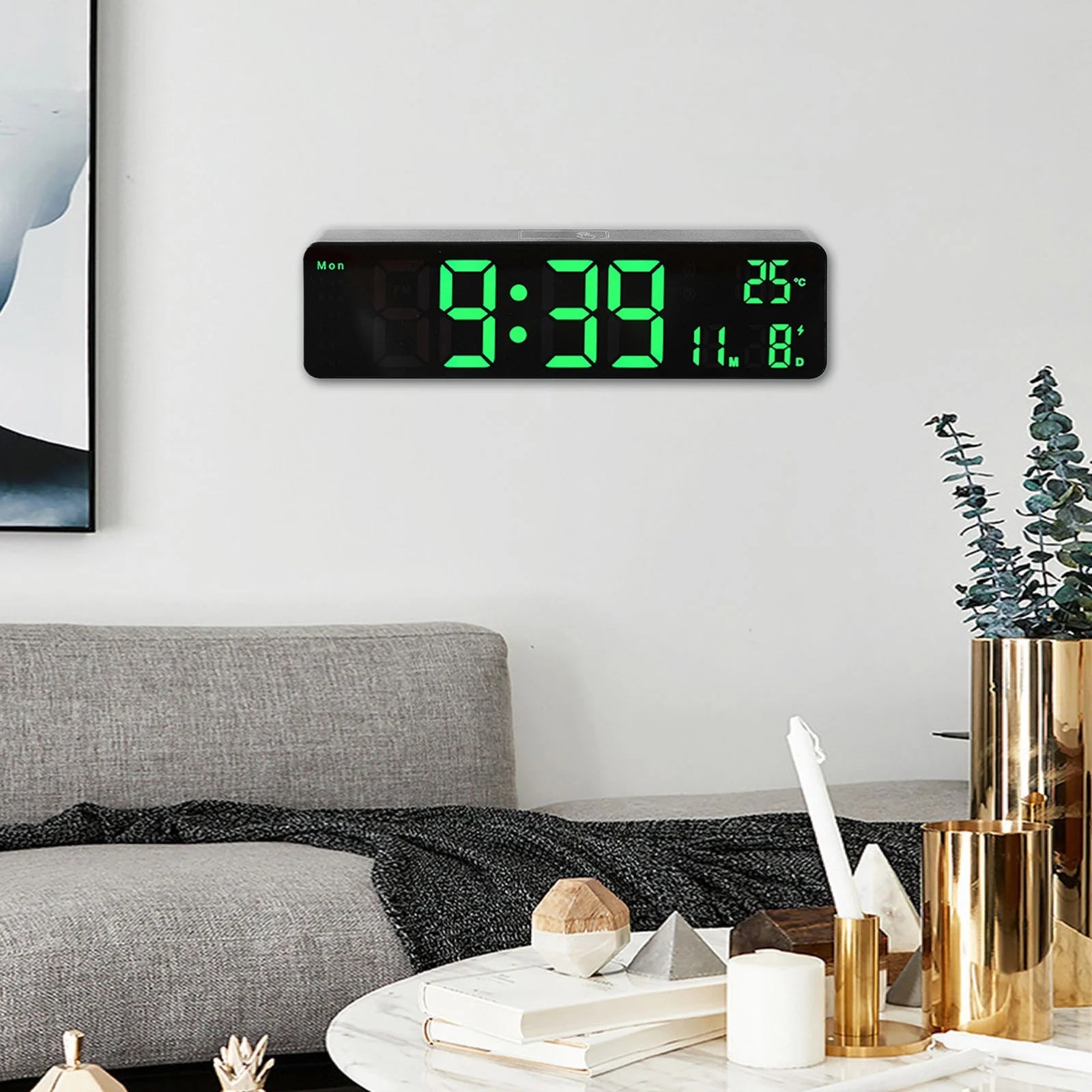 Small Crock with Timer Large LED Digital Wall Clock Temperature Date