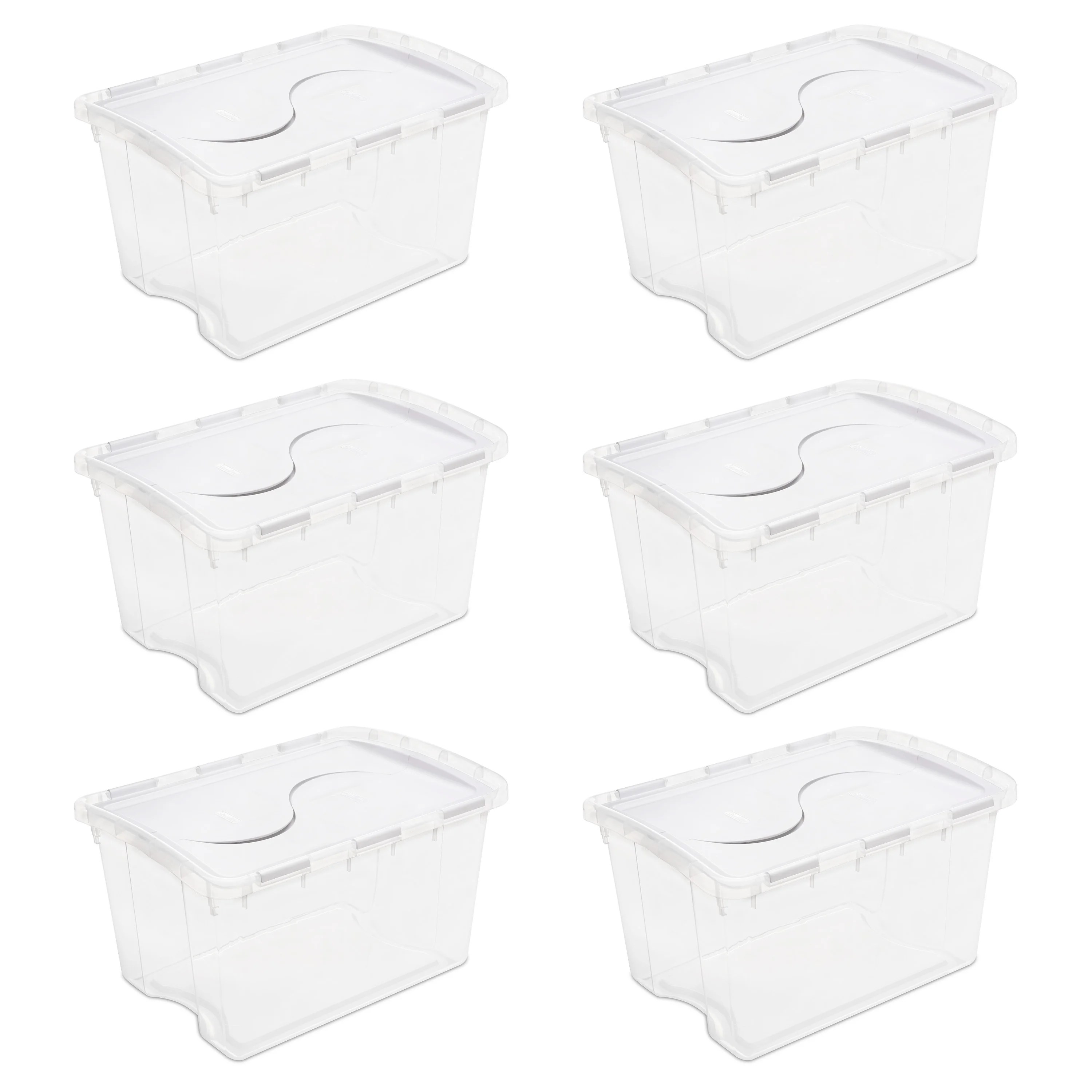Sterilite 48 Qt. Hinged Lid Storage Box White Set of 6