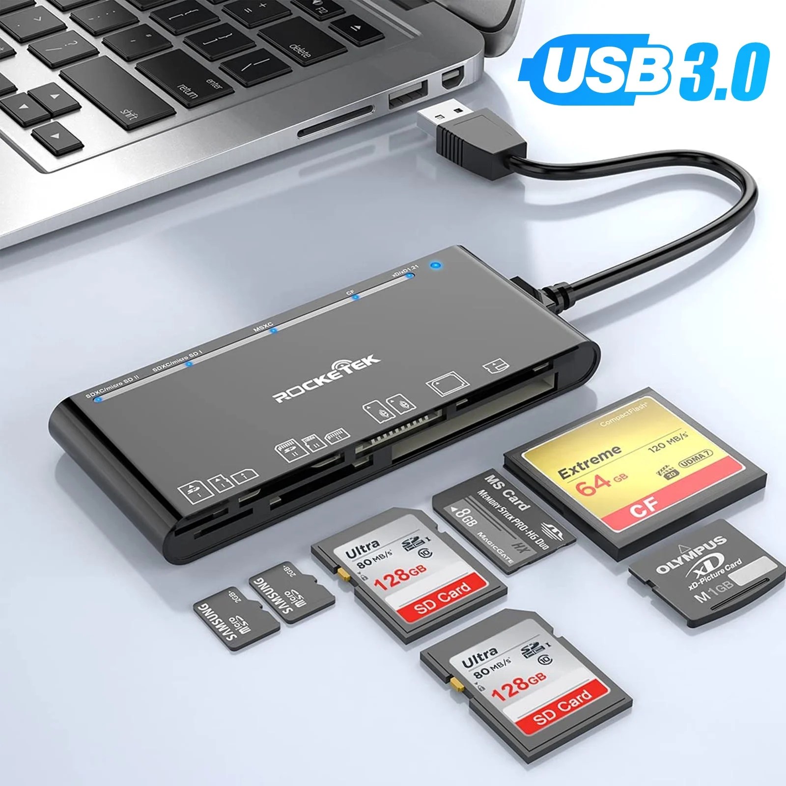 USB 3.0 SD Card Reader, TSV 7in1 Smart Card Reader, Multi USB Card