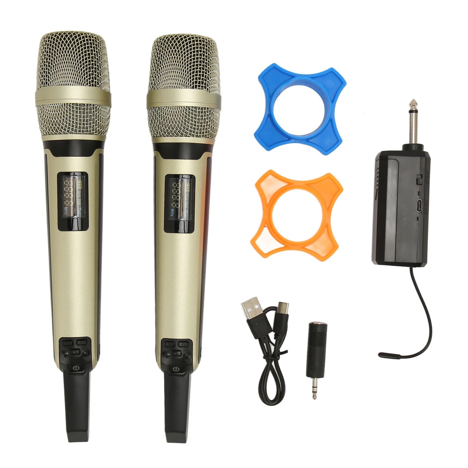 Wireless Microphone System Professional 1 for 2 Handheld Dynamic Mic