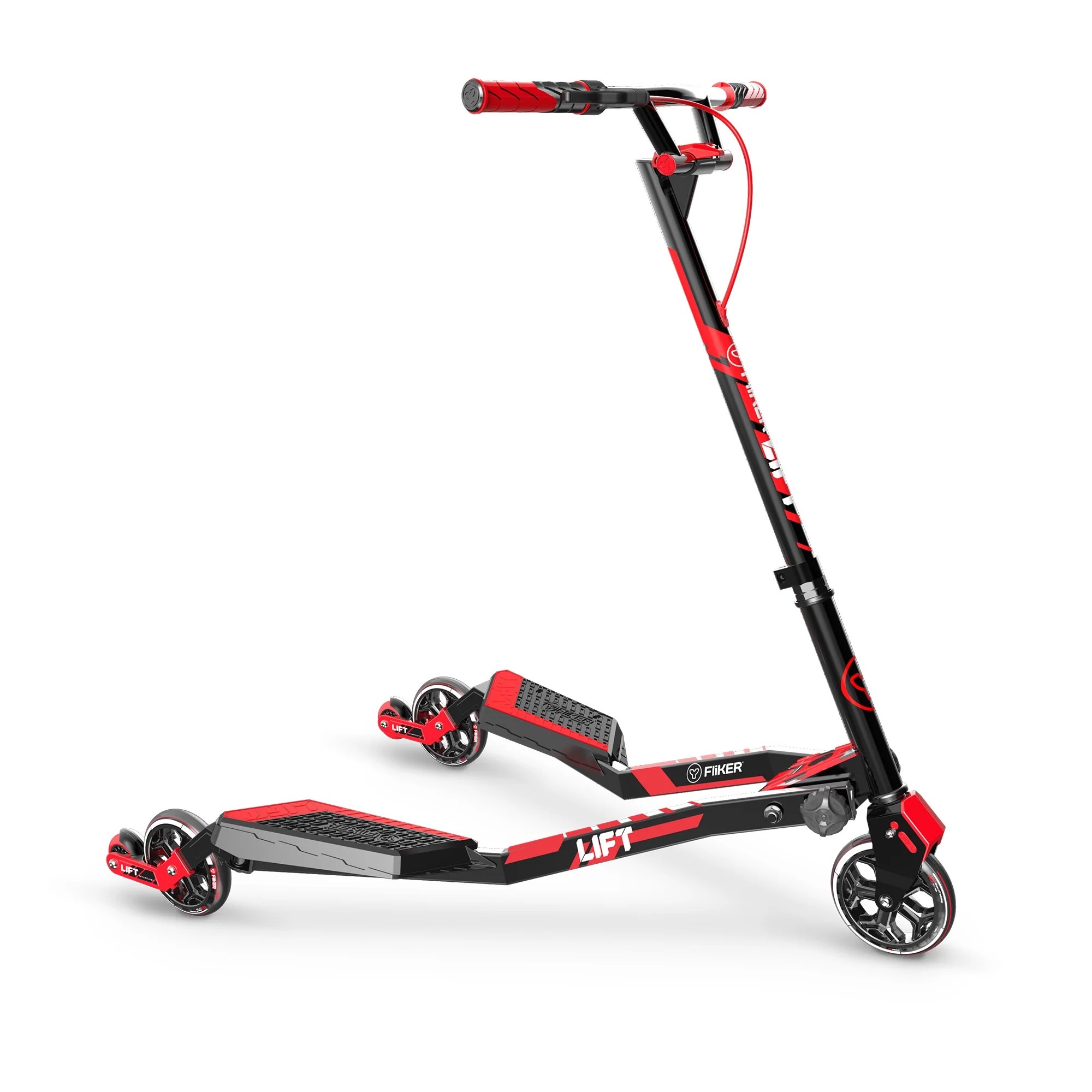 Yvolution Fliker Lift 3 Wheels Kids Drift Scooter, Wiggle Scooter From Age 7+ (Red) Unisex