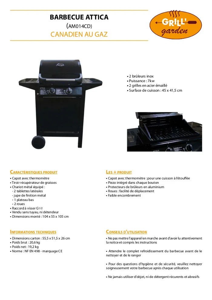 Barbecue gaz 2 bruleurs