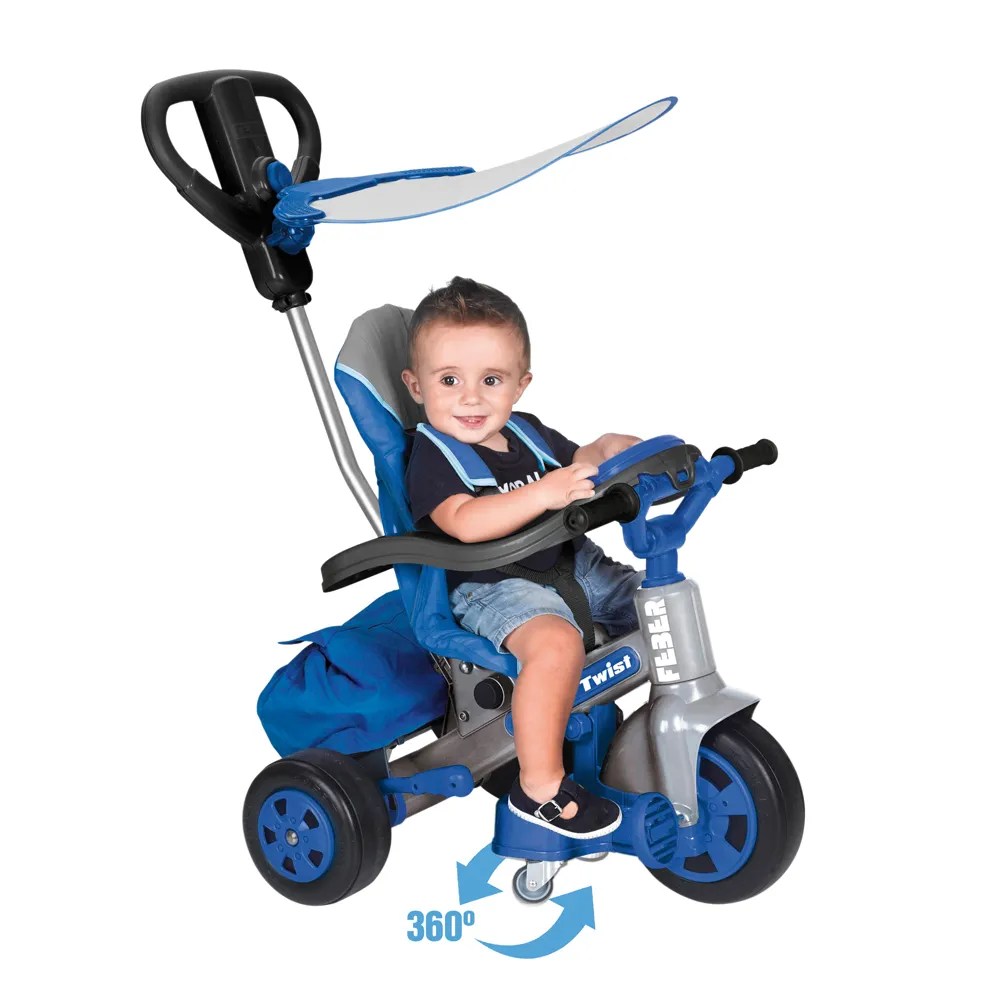 FEBER Tricycle Evolutif Baby Twist 360° Bleu 10 Pouces