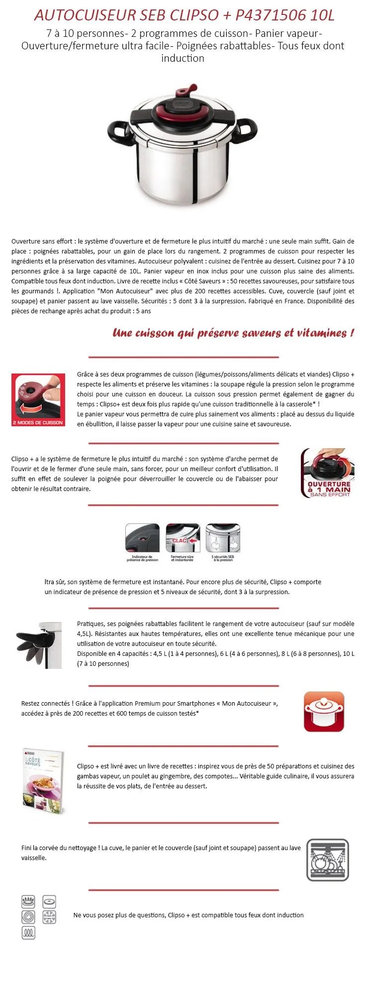 Cocotte Minute Seb Clipso 8l Mode Demploi